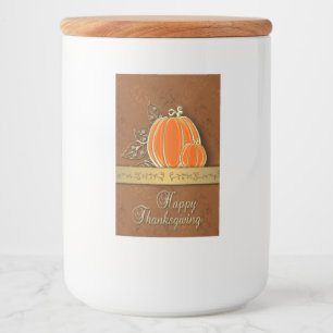 Guld Thanksgiving Pumpkin Löv Mat Etikett