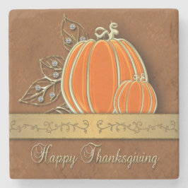 Guld Thanksgiving Pumpkin Löv Stenunderlägg
