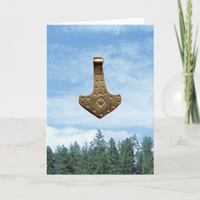 Guld Thor-hammare välkomstkort Kort (Framsida)
