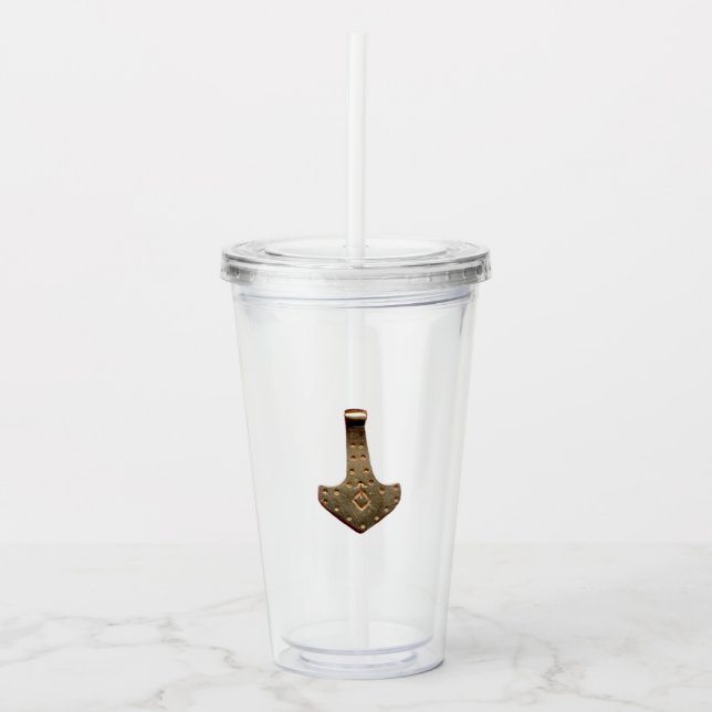 Guld Thor Hammer akryltumlare Take Away Mugg (Framsida)