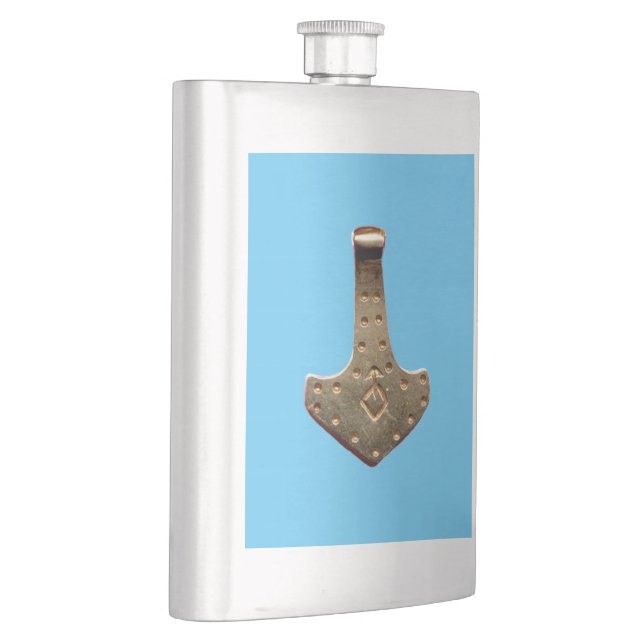 Guld Thor Hammer (blå kolv av rostfritt stål) Fickplunta (Höger)