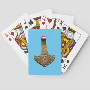 Guld Thor Hammer Blue Poker-kort Casinokort