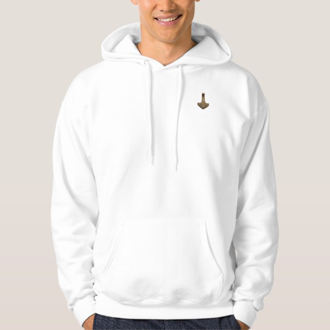 Guld Thor Hammer white hooded sweatshirt (Framsida)