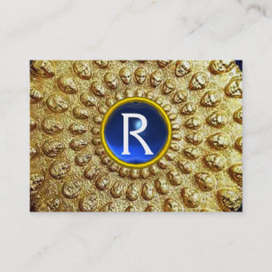 GULD THRACIAN DISK MONOGRAM Blue Sapphire Gem Visitkort