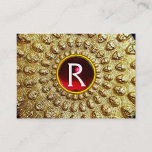 GULD THRACIAN DISK MONOGRAM Red Ruby Gem Visitkort