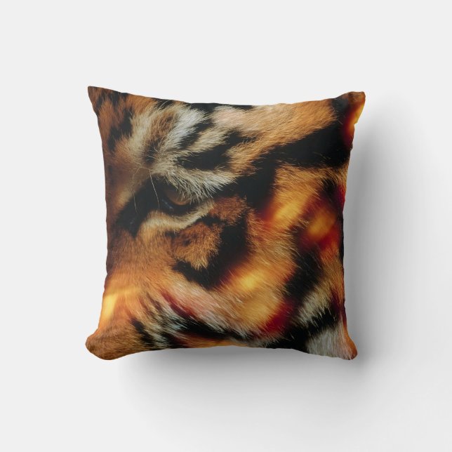 Guld Tiger Eye Närbild Vilda Djur Affisch Kudde (Framsida)