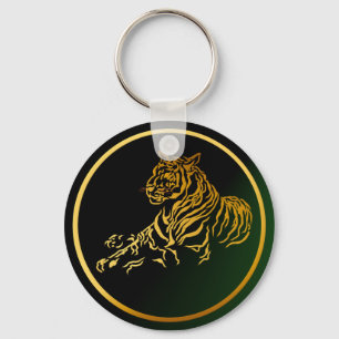 Guld- tiger Keychain Nyckelring