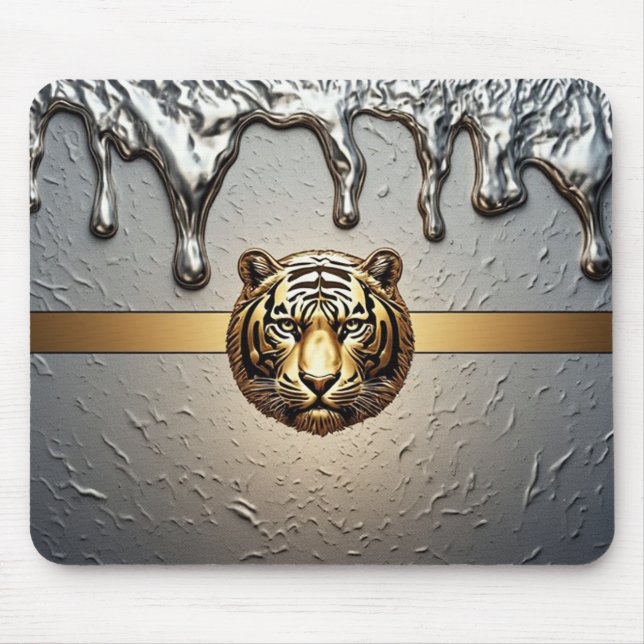 Guld Tiger Porträtt Vild And 🐯 Musmatta (Framsidan)