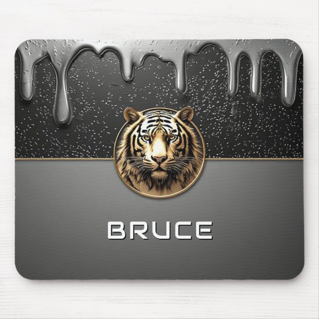 Guld Tiger Relief Med Metallisk Textur 🐯 Musmatta (Framsidan)