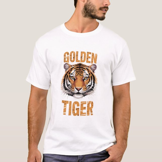 Guld Tigern Klyvnad Ansikte T Shirt (Framsida)