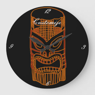 Guld- Tiki skulptur Thunder_Cove Stor Klocka