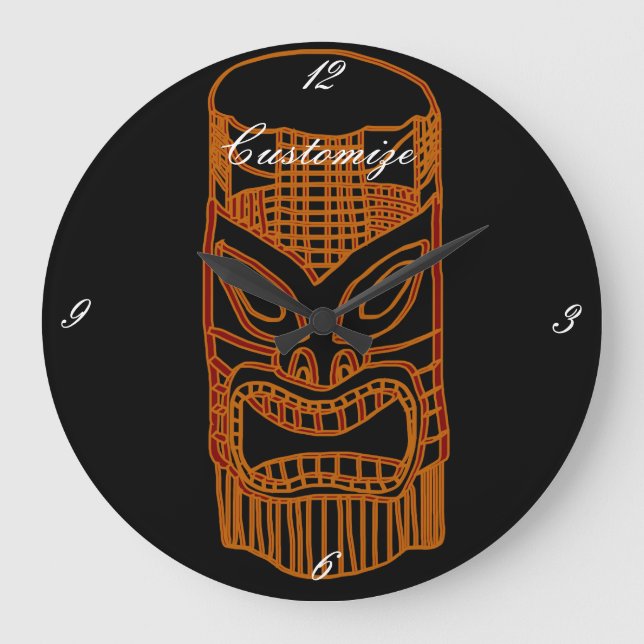 Guld- Tiki skulptur Thunder_Cove Stor Klocka (Framsida)