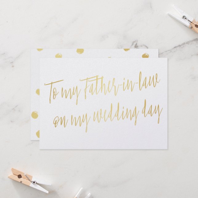 Guld "Till min far på min bröllopsdag" Kort (Fram/Back In Situ)