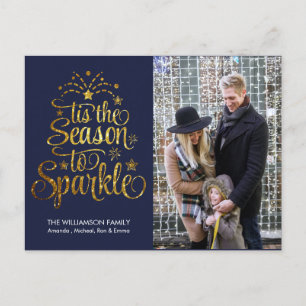 Guld Tis the Season to Gnistra Anpassningsbar Phot Helg Vykort