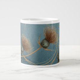 Guld Tistel Teal Blå Textur Elegans Jumbo Mugg