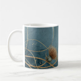 Guld Tistel Teal Blå Textur Elegans Kaffemugg