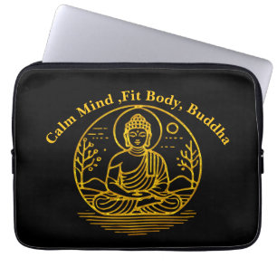 Guld Tittar Buddha i Serene Meditation Laptop Fodral
