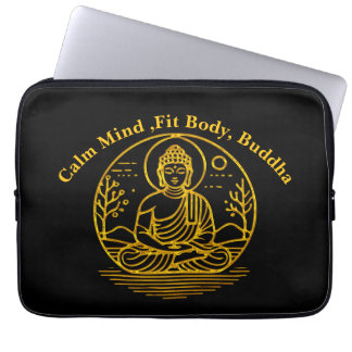 Guld Tittar Buddha i Serene Meditation Laptop Fodral