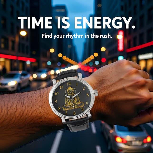 Guld Tittar Buddha-staty med strålande övergånglig Armbandsur (Skapare uppladdad)