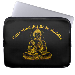 Guld Tittar Buddha-staty med strålande övergånglig Laptop Fodral