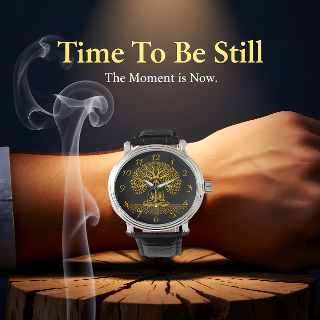 Guld Tittar Buddha Surrosed by Intricate Löv Armbandsur (Skapare uppladdad)