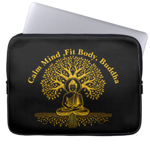 Guld Tittar Buddha Surrosed by Intricate Löv Laptop Fodral