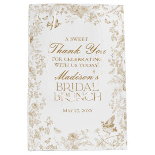 Guld Toile De Jouy Blommiga Bröllopsbrunchpresente