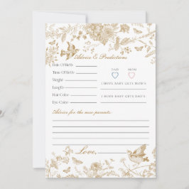Guld Toile De Jouy Blommigt Advice for Baby Card Inbjudningar