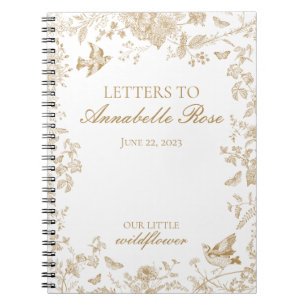 Guld Toile De Jouy Blommigt Brev till Birthday Gir Anteckningsbok