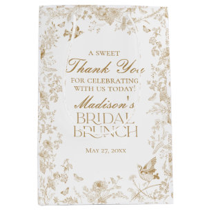 Guld Toile De Jouy Blommigt Möhippa Brunch Favors 