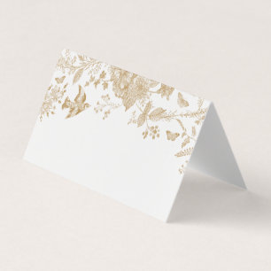 Guld Toile De Jouy Blommigt Placera kortet Bord De Kort