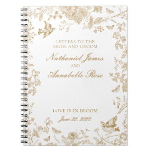 Guld Toile De Jouy Bröllop Brev Bride and Groom Anteckningsbok