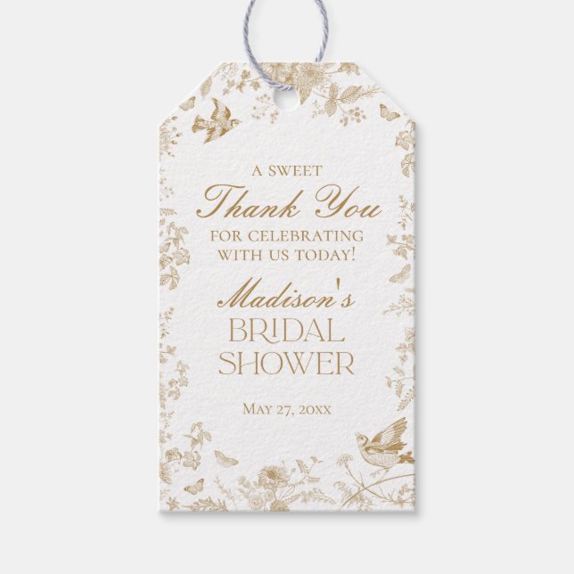 Guld Toile De Jouy-Möhippans favoriter Presentetikett (Framsidan)