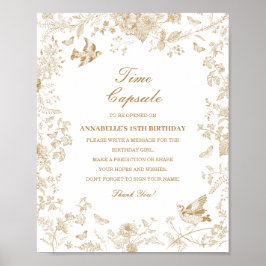 Guld Toile de Jouy Time Capsule Baby Birthday Game Poster