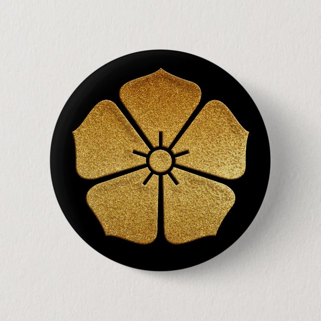 Guld Toki Kikyo Kamon Button Knapp (Framsida)