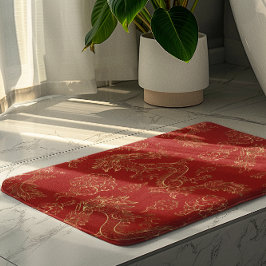 Guld Tone Chinese Dragon and Red Badrumsmatta