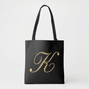 Guld Tone Diamonds Brev K Monogram Tygkasse