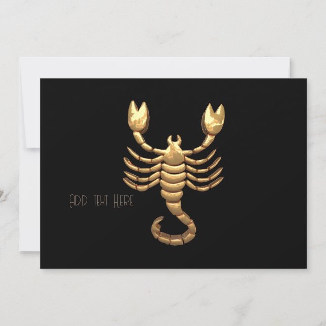 Guld Tone Scorpio Scorpion Symbol Zodiac Inbjudningar (Framsida)