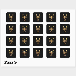 Guld Tone Scorpio Scorpion Symbol Zodiac Sticker Fyrkantigt Klistermärke
