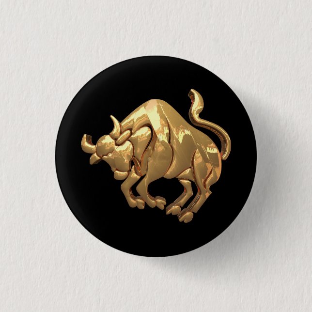 Guld Tone Taurus Zodiac-skylt Bull Symbol Knapp (Framsida)