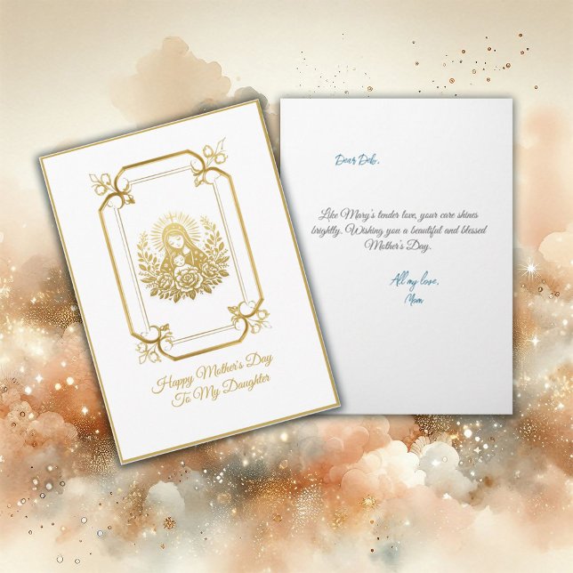 Guld Tone Virgin Mary med Child Mors dag Kort (Skapare uppladdad)