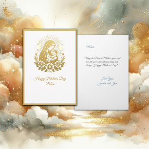 Guld Tone Virgin Mary Mor's Day Kort