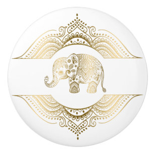 Guld Tones Cute Elephant & Snöre Knopp
