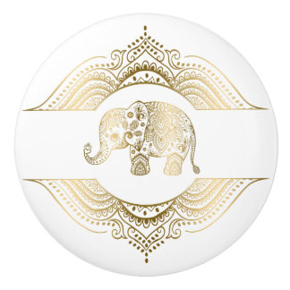 Guld Tones Cute Elephant & Snöre Knopp