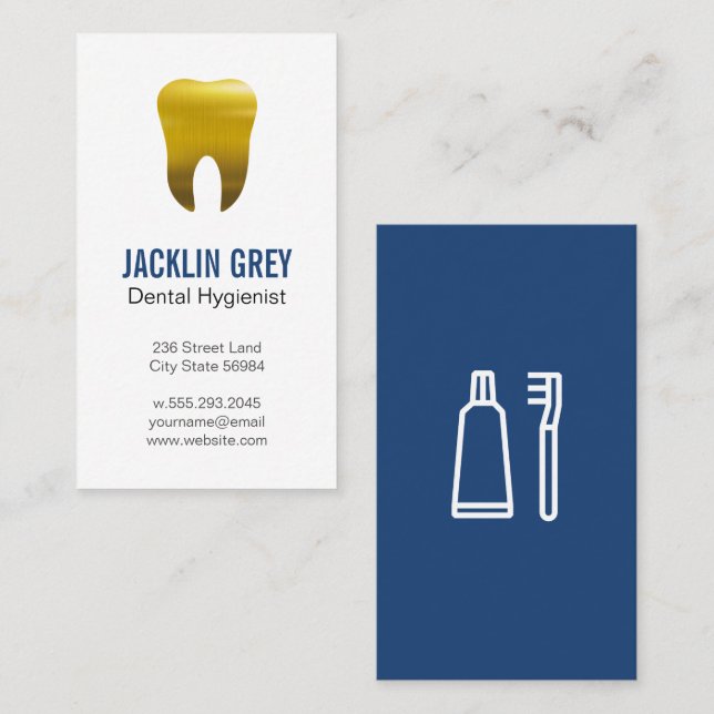 Guld Tooth Logotyp Visitkort (Fram/baksida)