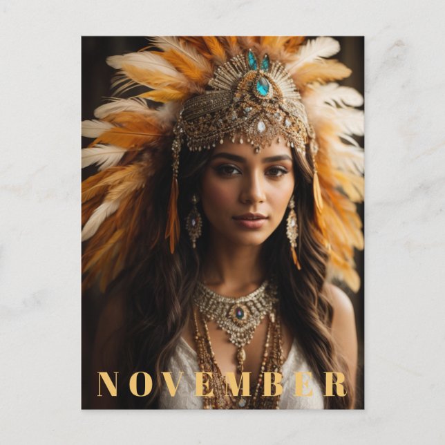 *~* Guld Topas AP53 NOVEMBER Födelse Sten Citrin Vykort (Framsida)