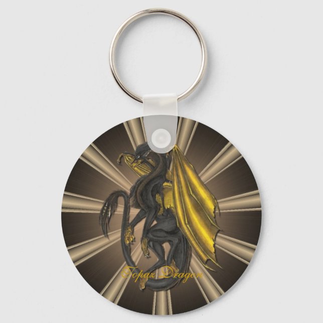 Guld Topaz Dragon Nyckelring (Framsida)