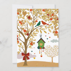 Guld Träd av Love Bird Couple Kissing Julkort