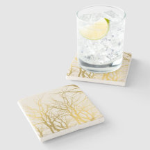 Guld Träd Grenar Mönster Beige Bakgrund för