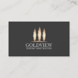 Guld Träd Logotyp Byggnad ConTRAR Elegant Black Visitkort